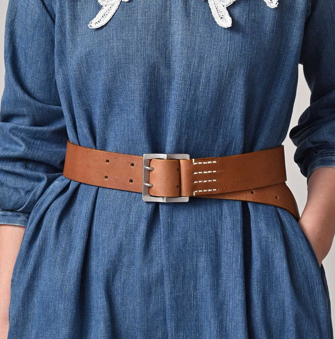 Vintage Leather Belt Wide sold by 45r product image thumbnail 5