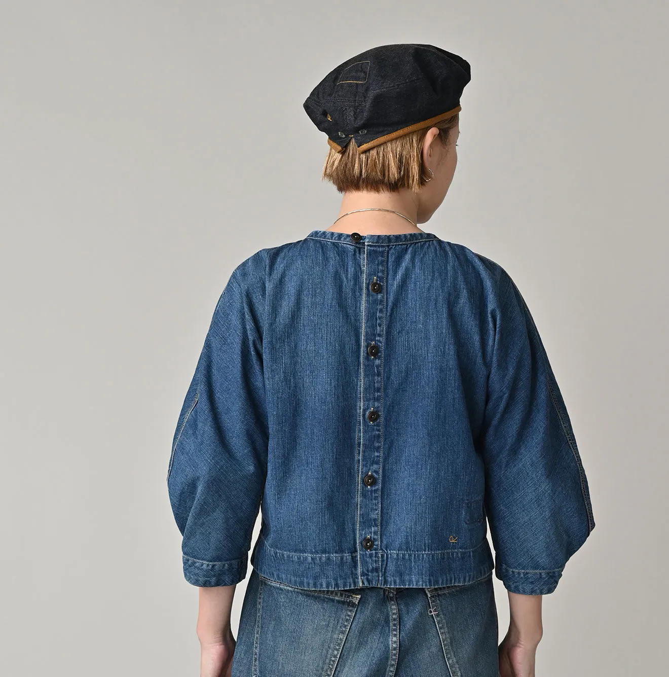 Mugihiko Denim Puff Sleeve Blouse Distressed sold by 45r product image thumbnail 5