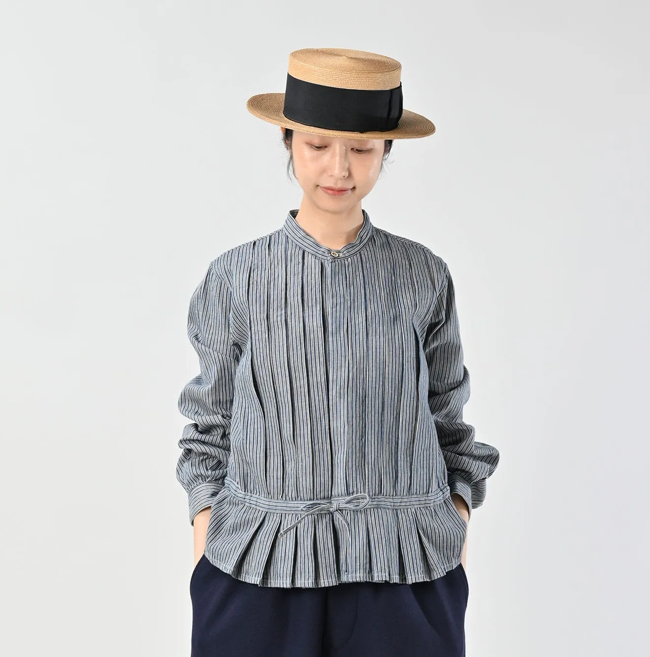 Indigo Khadi Shirt-denim Tucked Blouse sold by 45r product image thumbnail 4