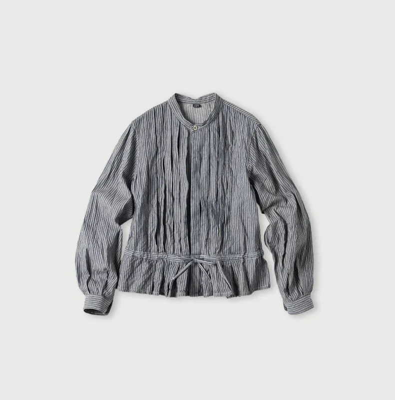 Indigo Khadi Shirt-denim Tucked Blouse made by 45r