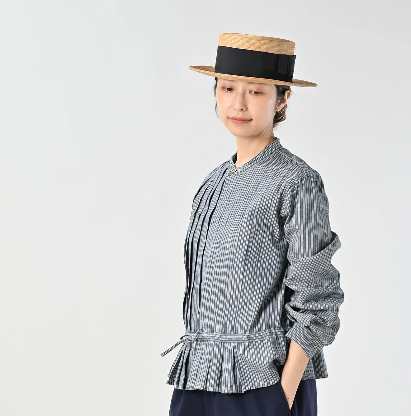 Indigo Khadi Shirt-denim Tucked Blouse sold by 45r product image thumbnail 5