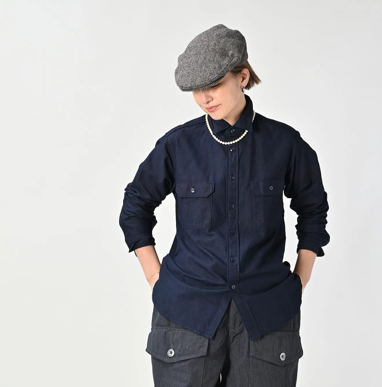 Indigo Supima Oxford 908 Military Shirt sold by 45r product image thumbnail 5