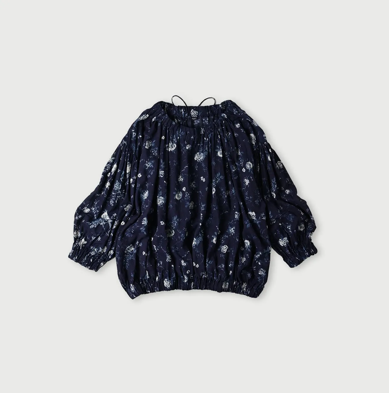 Indigo Gauze Antique Flower Shirring Blouse sold by 45r