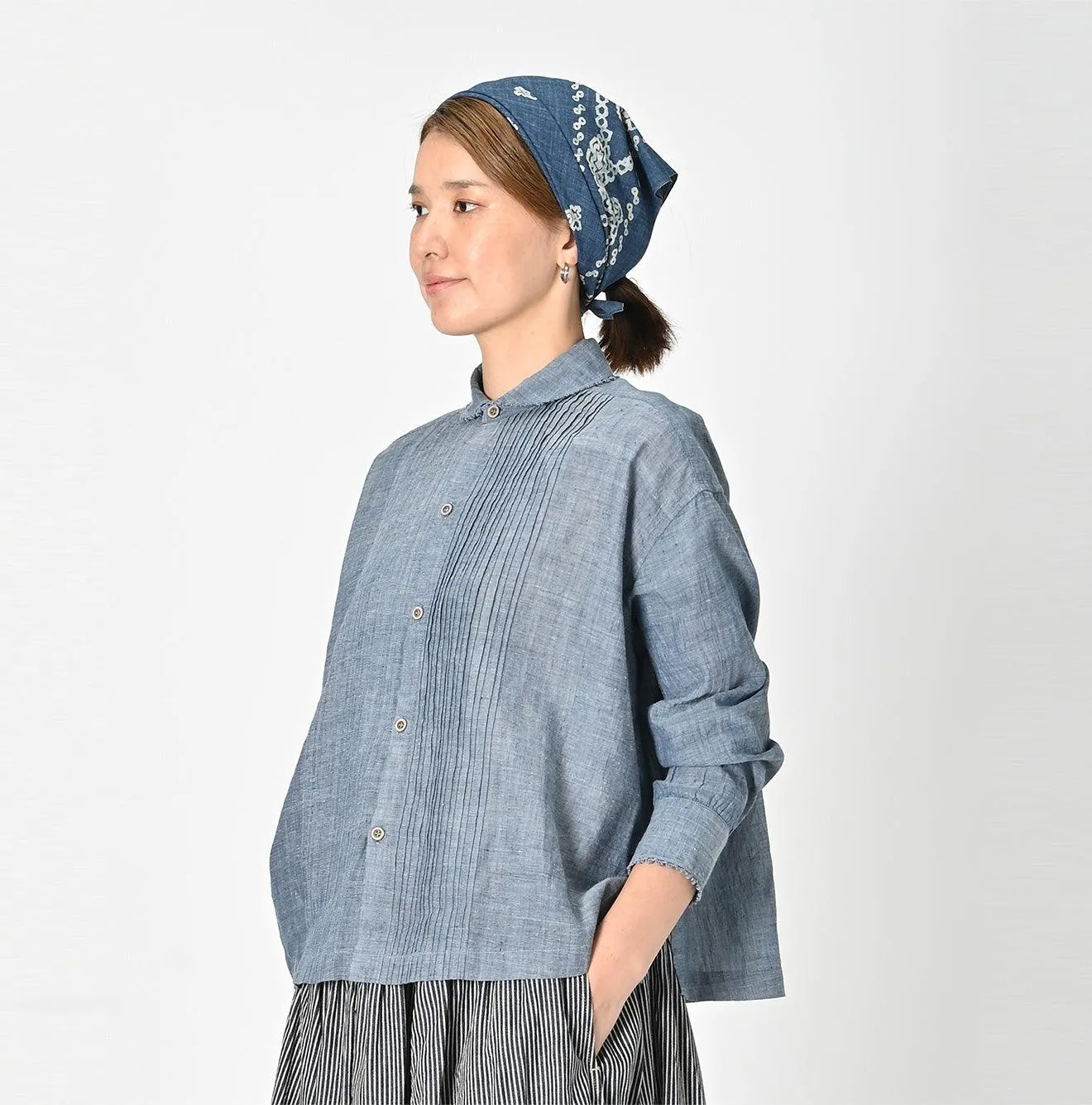 Ai Indigo Khadi Pintuck Blouse sold by 45r product image thumbnail 4