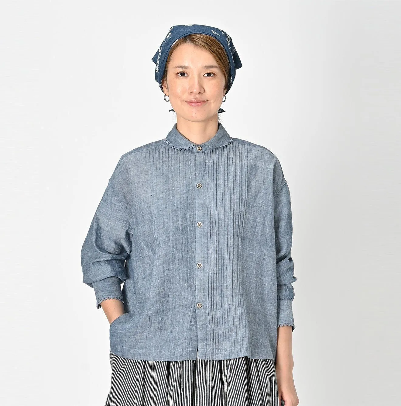 Ai Indigo Khadi Pintuck Blouse sold by 45r product image thumbnail 3