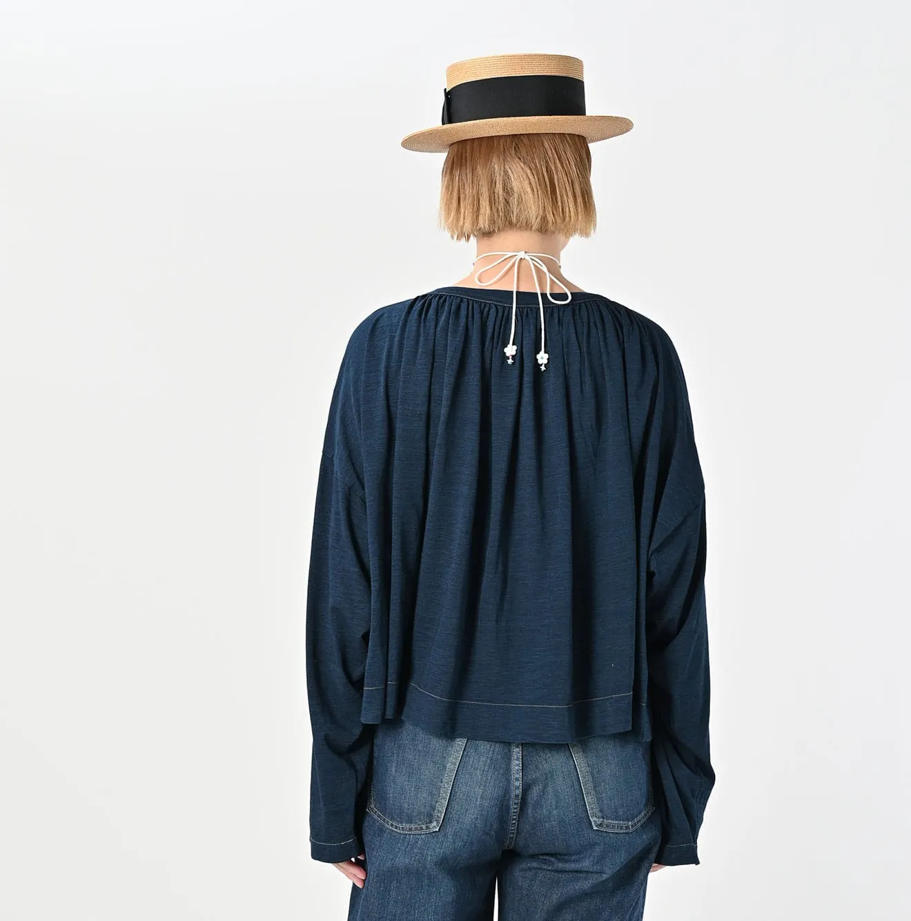 Indigo Supima Gathered Blouse sold by 45r product image thumbnail 5