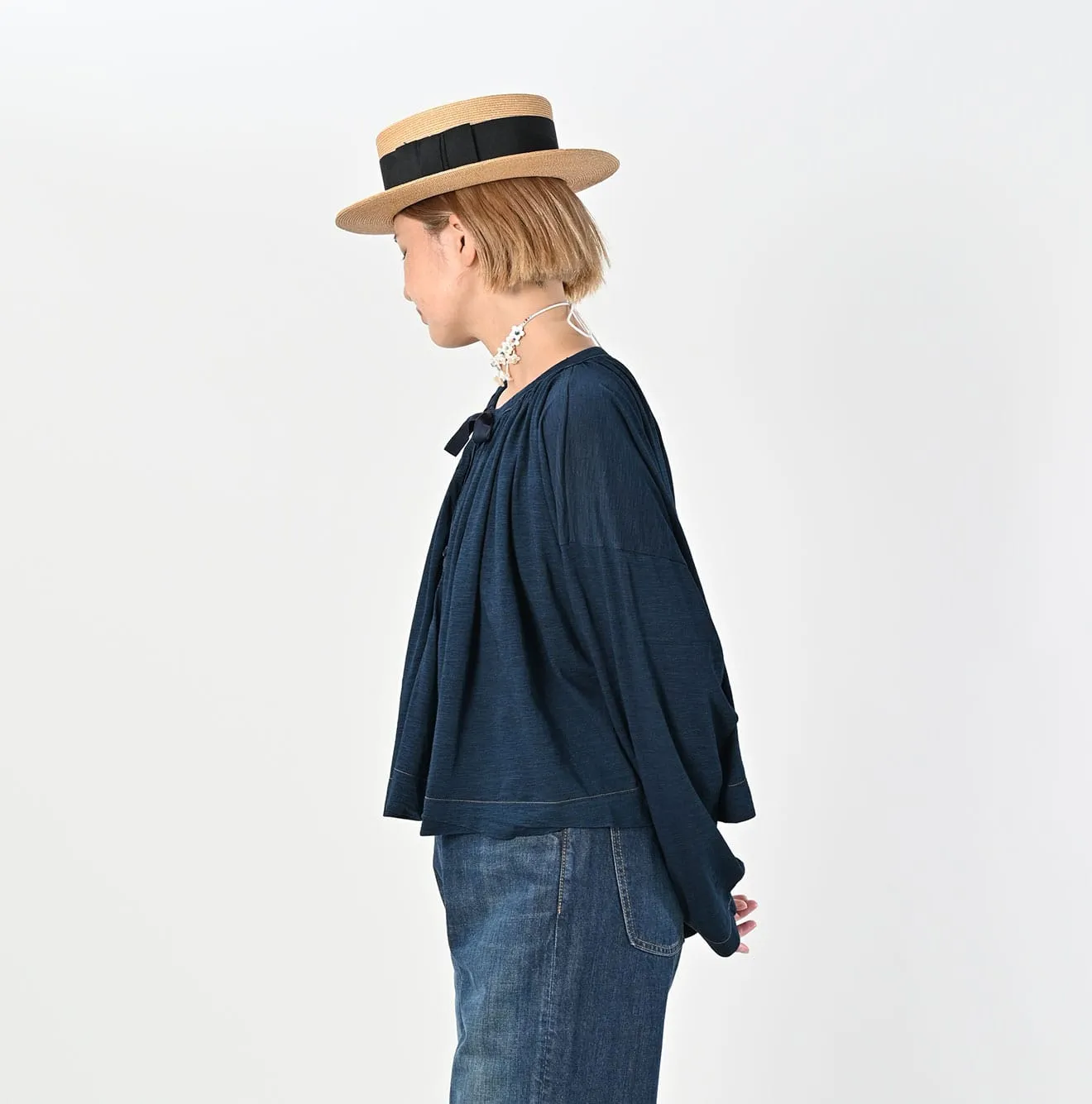 Indigo Supima Gathered Blouse sold by 45r product image thumbnail 4