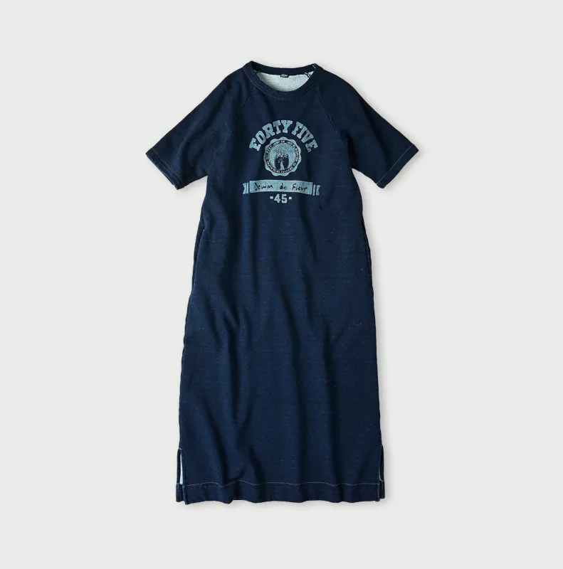 Indigo Cotton Gauze Fleece College Dress made by 45r