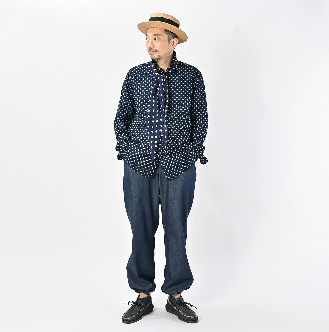 Indigo Supima Oxford 908 Dots Loafer Shirt sold by 45r product image thumbnail 3