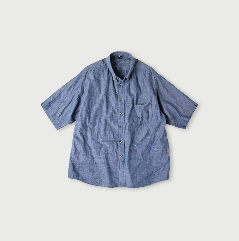 Ai Indigo Khadi Ox Ocean Short Sleeve Shirt made by 45r