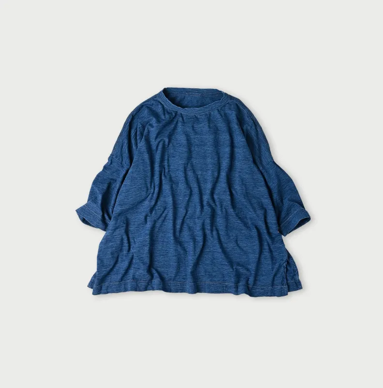 Indigo Big Slit T-shirt Distressed made by 45r