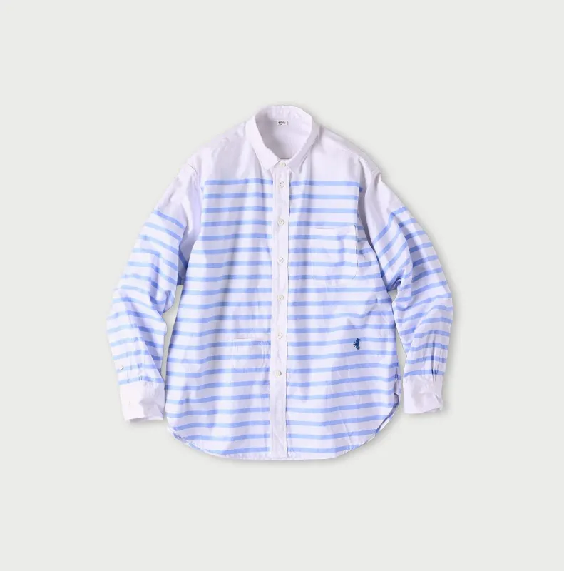 Supima Oxford 908 Ocean Basque Shirt made by 45r