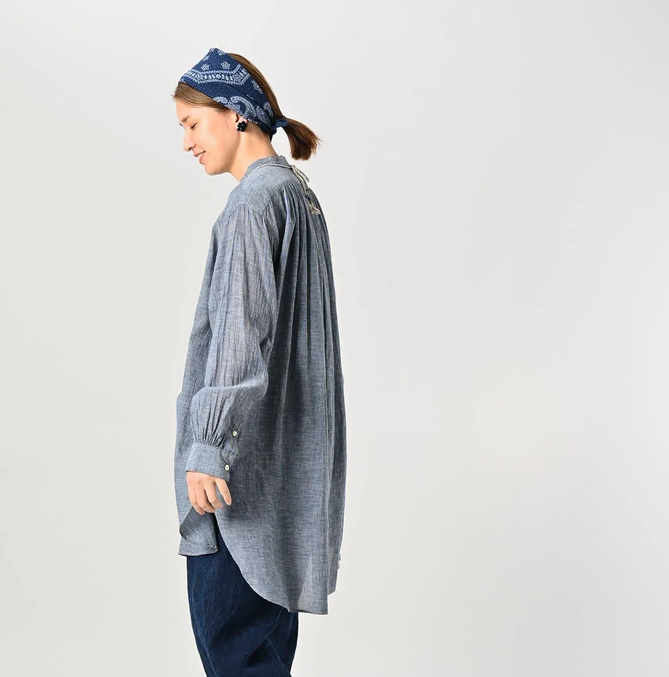 Indigo Gauze Henley Shirt sold by 45r product image thumbnail 4