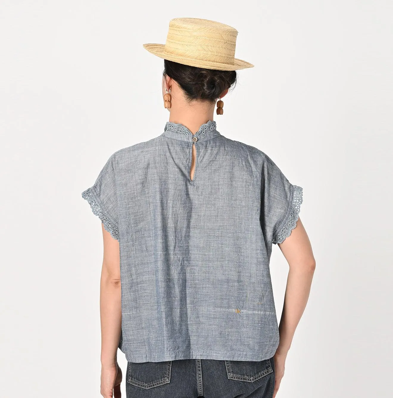 Ai Indigo Khadi Cutwork Frilled M-shirt sold by 45r product image thumbnail 4