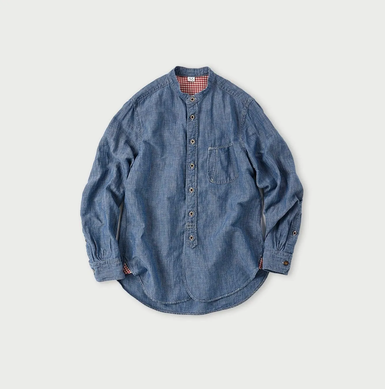 Cotton Linen Dungaree 908 Loafer Stand Collar Shirt Tan (Size 4) sold by 45r