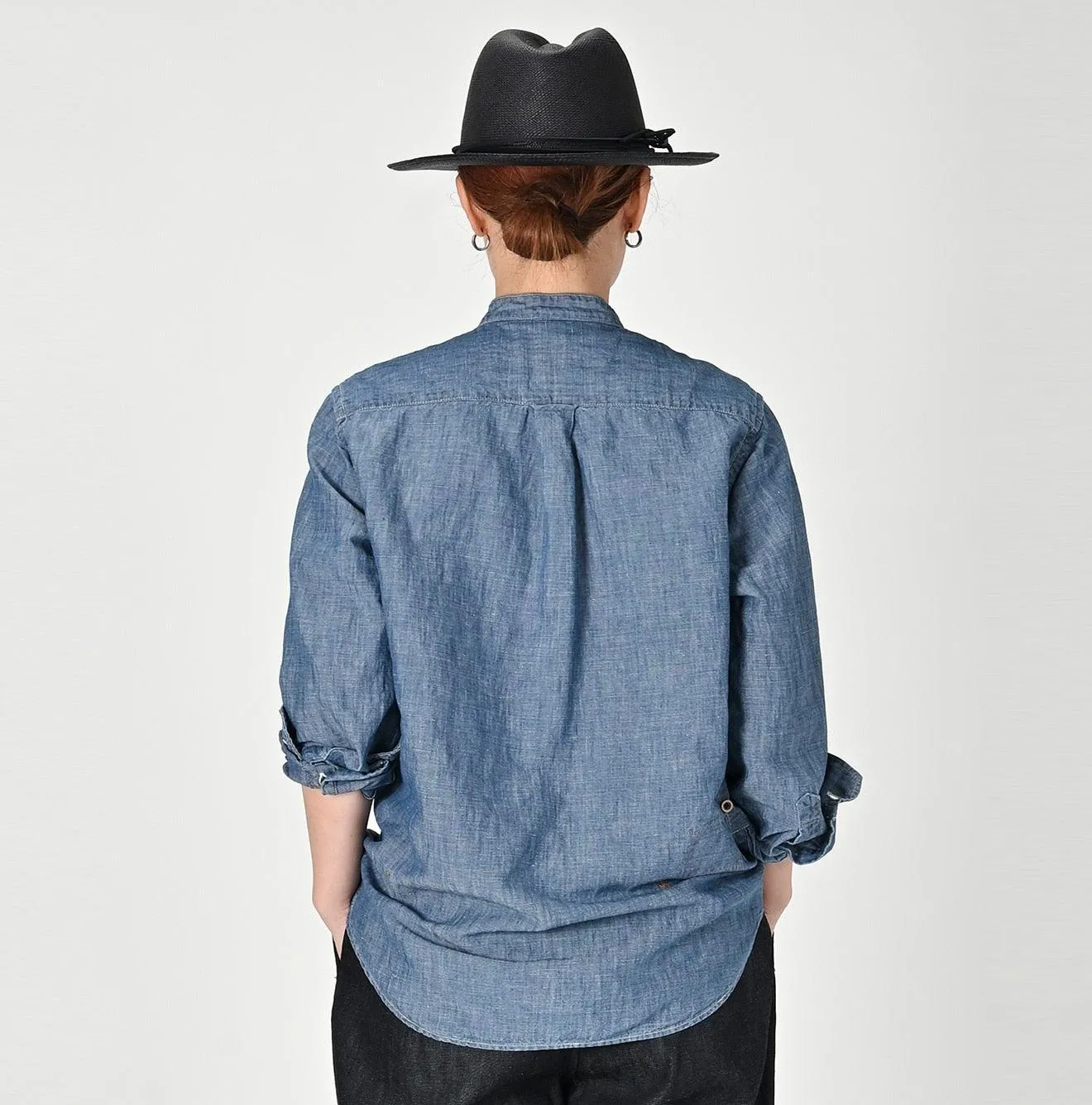 Cotton Linen Dungaree 908 Loafer Stand Collar Shirt Tan (Size 4) sold by 45r product image thumbnail 5