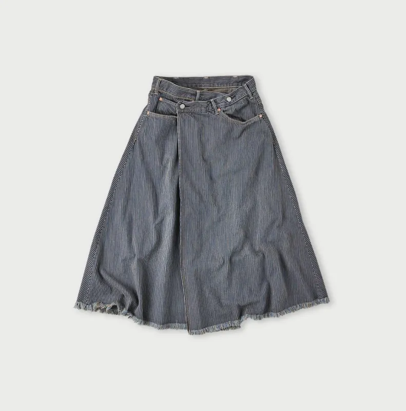 Omugi Denim Crossover Skirt Distressed made by 45r