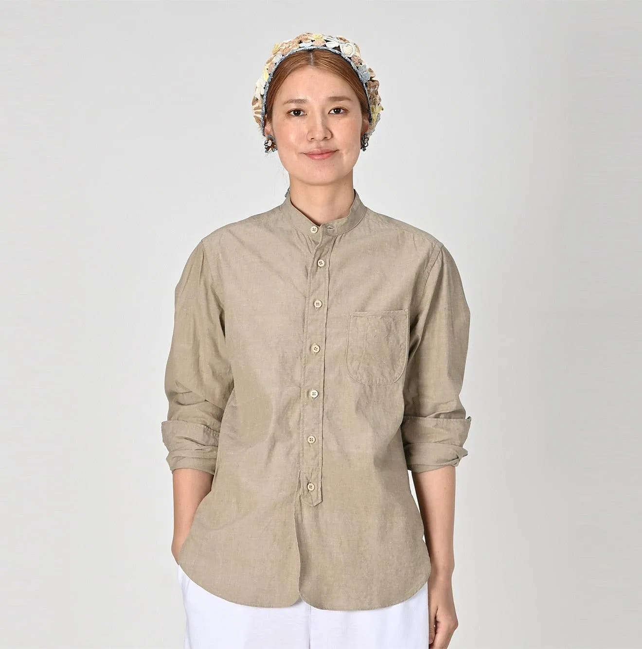 Khadi Oxford 908 Loafer Stand Collar Shirt sold by 45r product image thumbnail 3