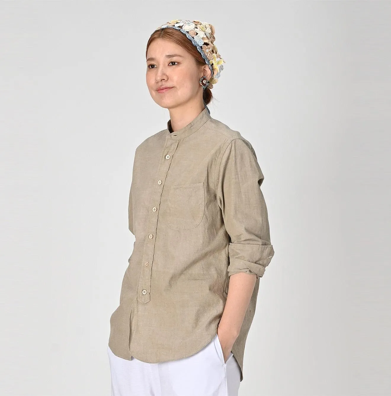 Khadi Oxford 908 Loafer Stand Collar Shirt sold by 45r product image thumbnail 4