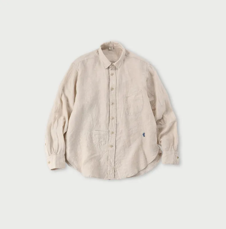 Linen Chambray 908 Petit Collar Ocean Shirt made by 45r