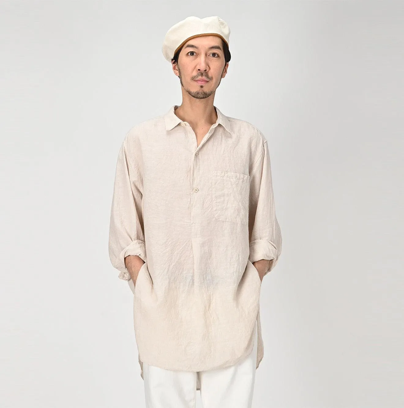 Linen Chambray 908 Grandpa Pullover Shirt sold by 45r product image thumbnail 5