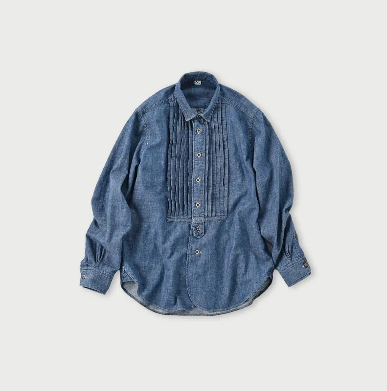 Indigo Dungaree Denim 908 Pintuck Shirt Zyu made by 45r