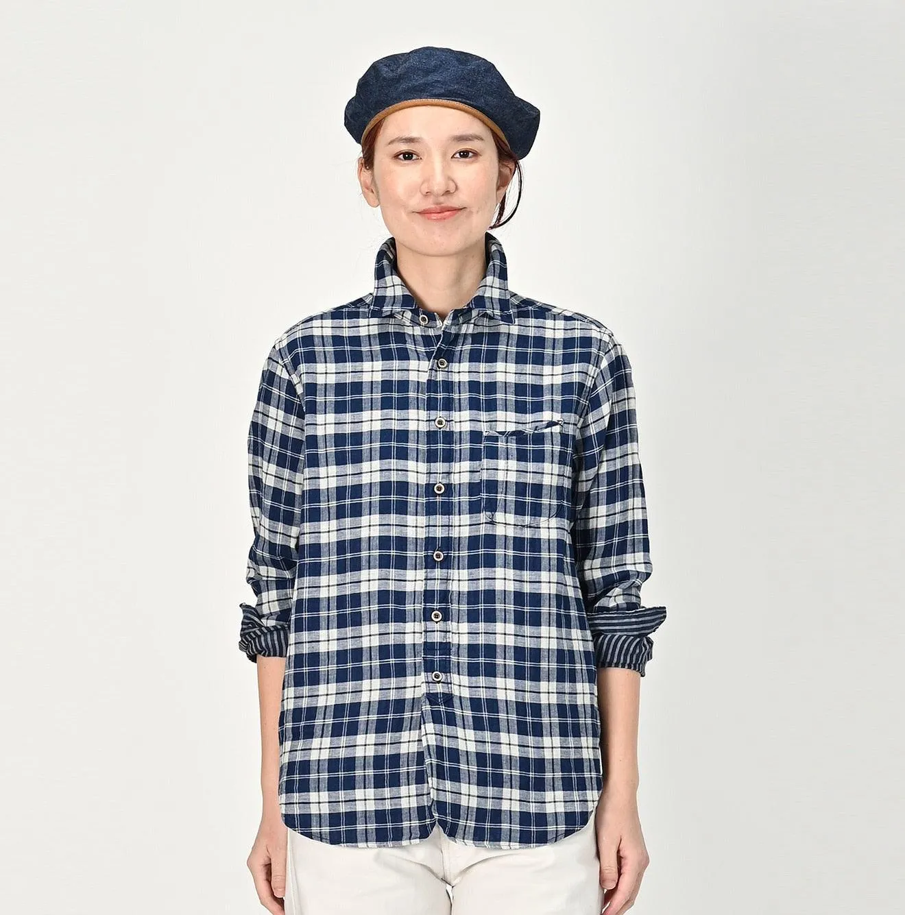 Indigo Fuwafuwa Double Woven 908 Loafer Shirt sold by 45r product image thumbnail 5