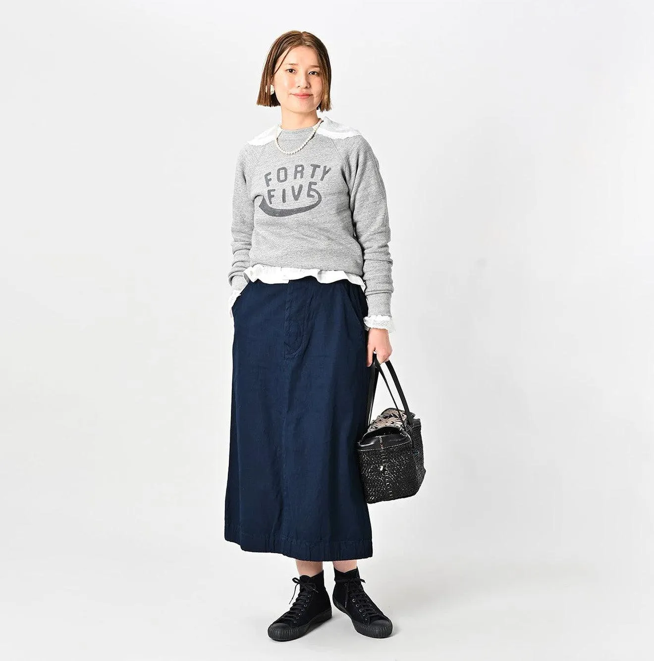 Indigo Gabardine Chigo Skirt sold by 45r product image thumbnail 2