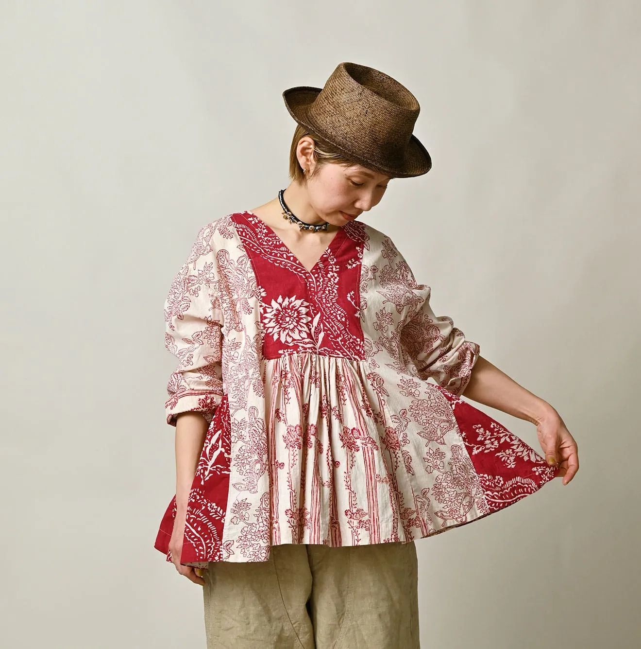 Khadi Block-Print Patchwork Blouse sold by 45r product image thumbnail 4