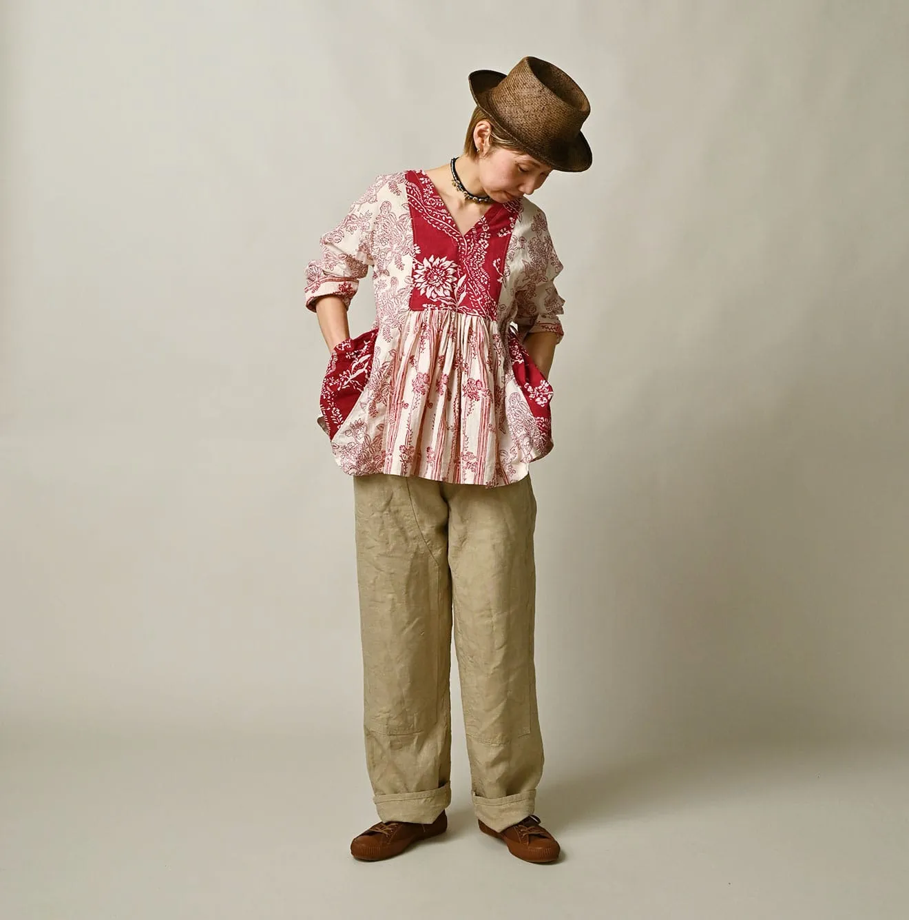 Khadi Block-Print Patchwork Blouse sold by 45r product image thumbnail 3