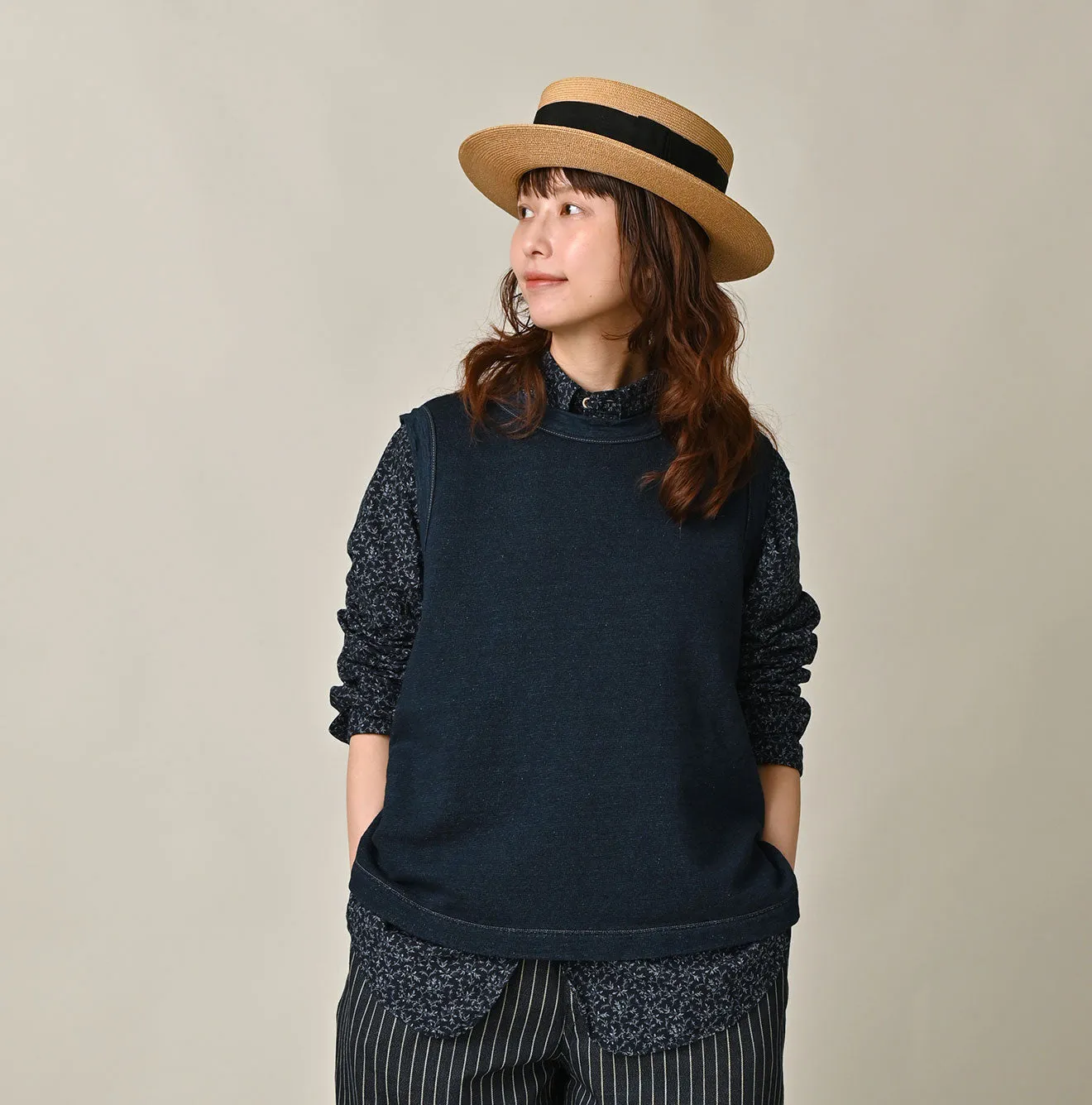 Indigo Cotton Fleece Sleeveless Top sold by 45r product image thumbnail 5