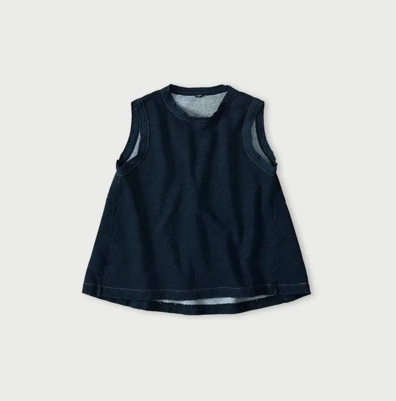 Indigo Cotton Fleece Sleeveless Top made by 45r