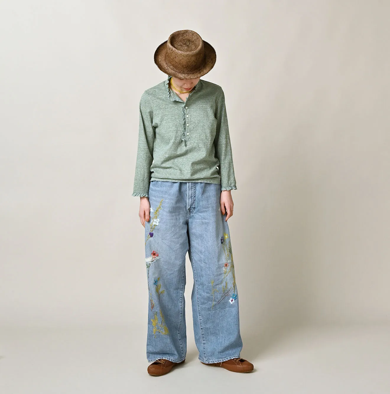 Frilled Square Henley (Top-dyed) sold by 45r product image thumbnail 5