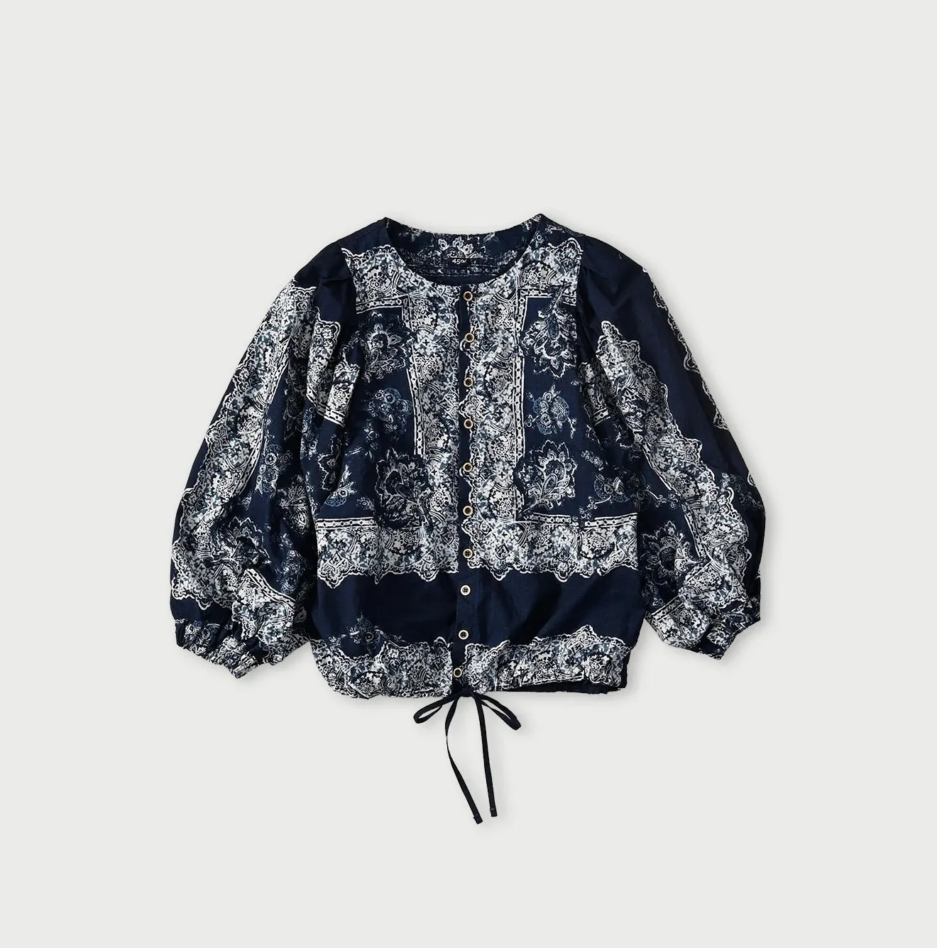Indigo Khadi Bandana Paisley Puff Sleeve Blouse sold by 45r