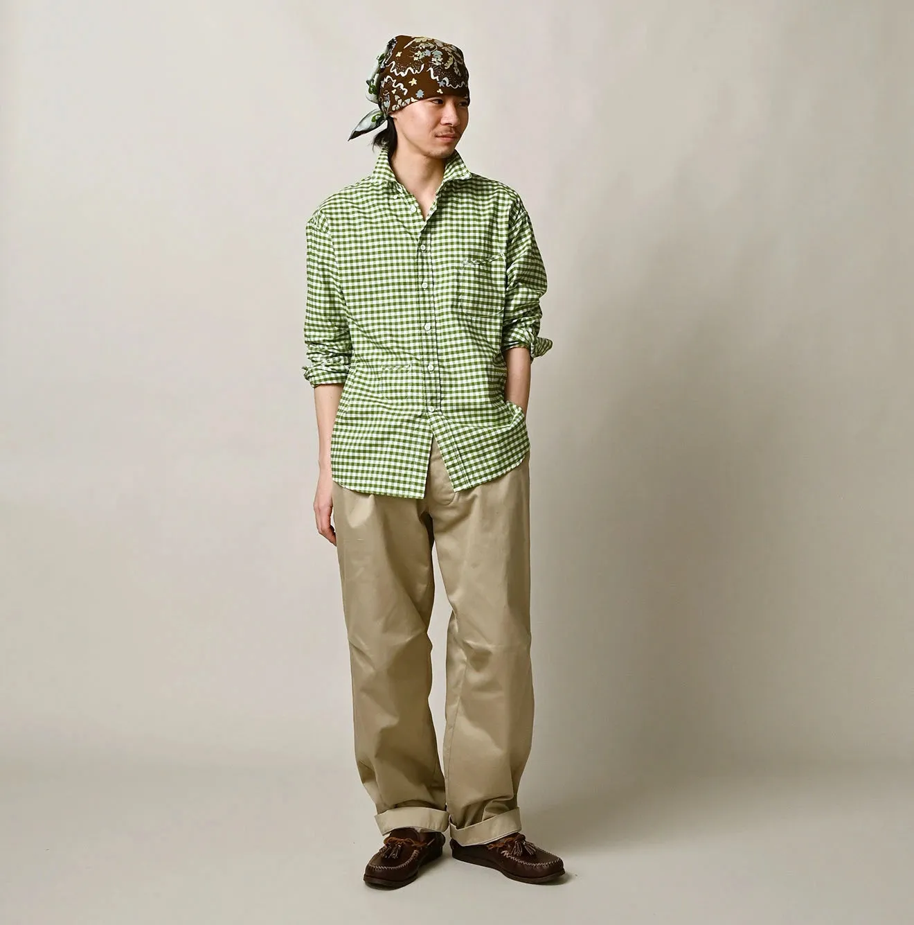 504-Oxford 908 Gingham Ocean Shirt sold by 45r product image thumbnail 4