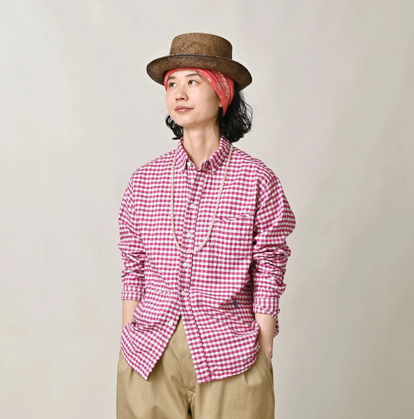 504-Oxford 908 Gingham Ocean Shirt sold by 45r product image thumbnail 5