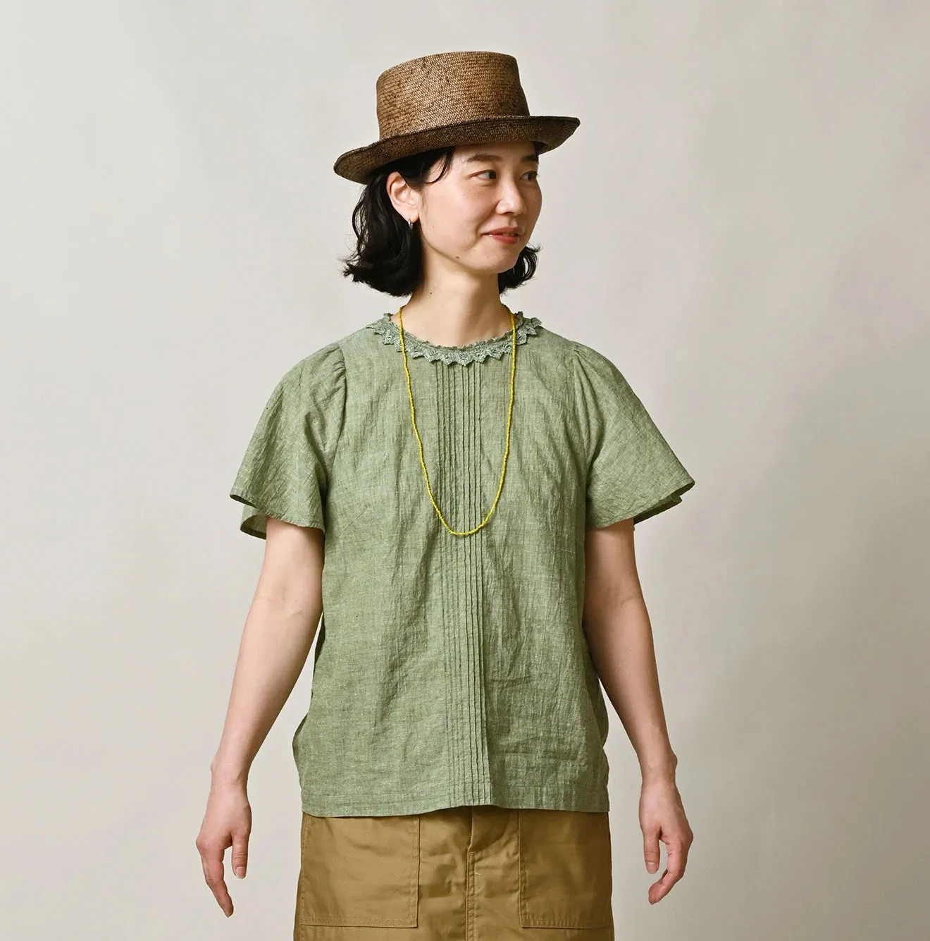 Khadi Pintuck Lace Blouse sold by 45r product image thumbnail 5