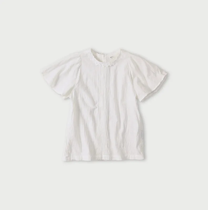 Khadi Pintuck Lace Blouse (White) made by 45r