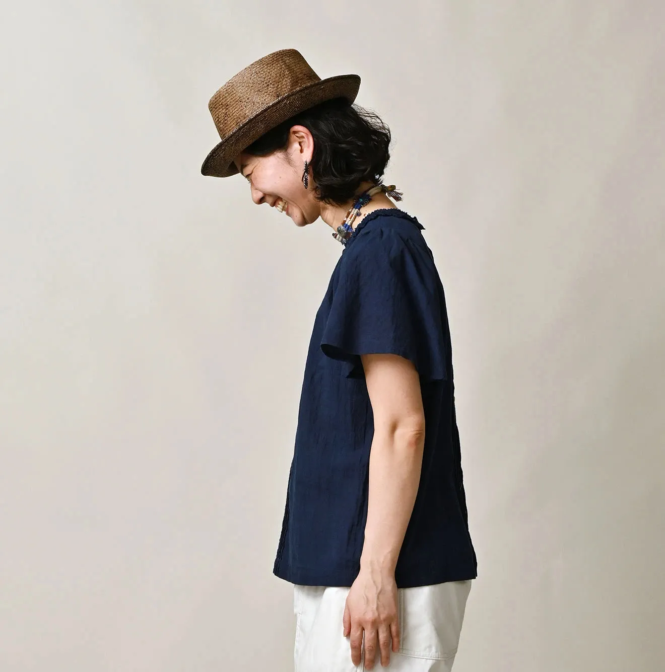 Ai Indigo Khadi Pintuck Lace Blouse sold by 45r product image thumbnail 4