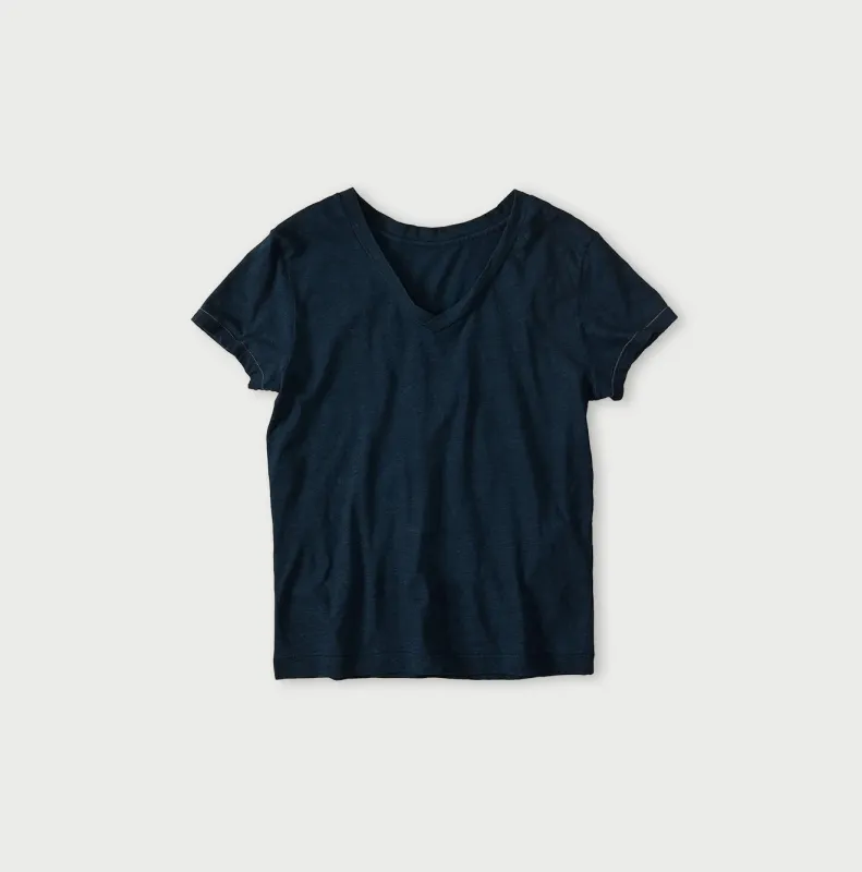 Indigo Tenjiku Chibi V-Neck T-shirt made by 45r