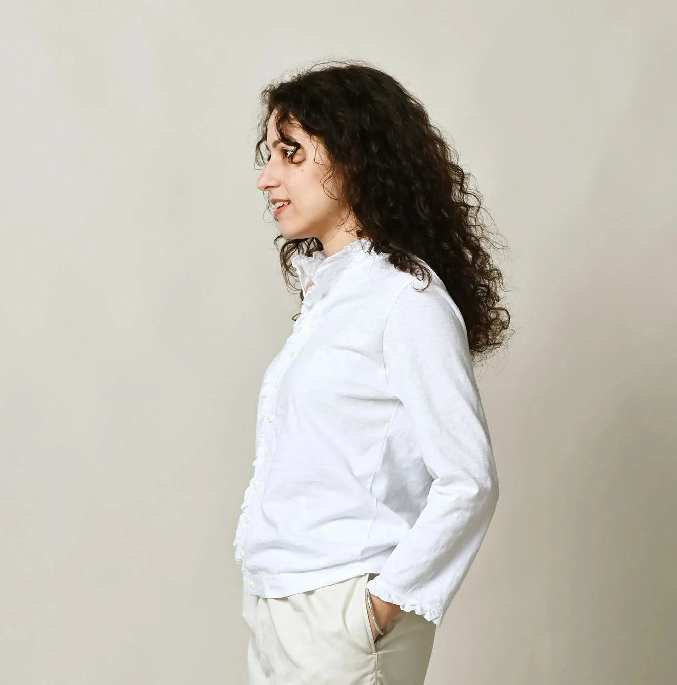 Frilled Square Cardigan (White) sold by 45r product image thumbnail 4