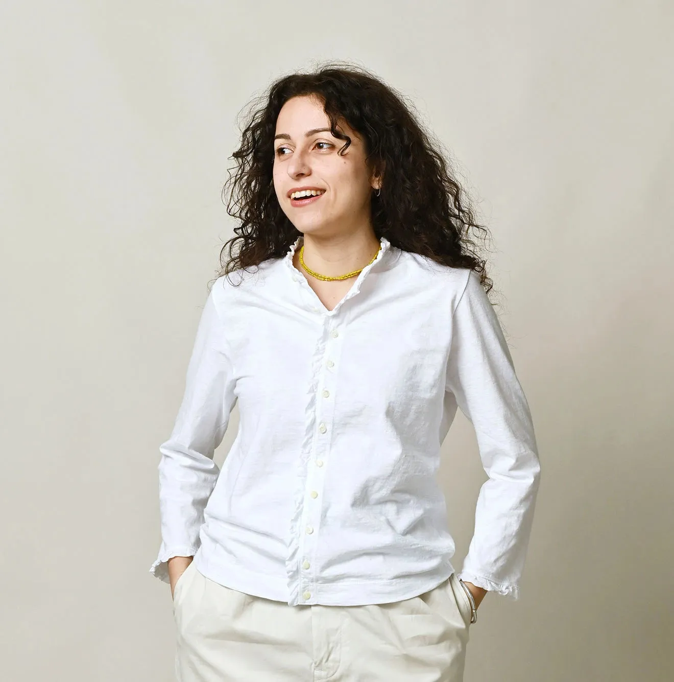 Frilled Square Cardigan (White) sold by 45r product image thumbnail 3