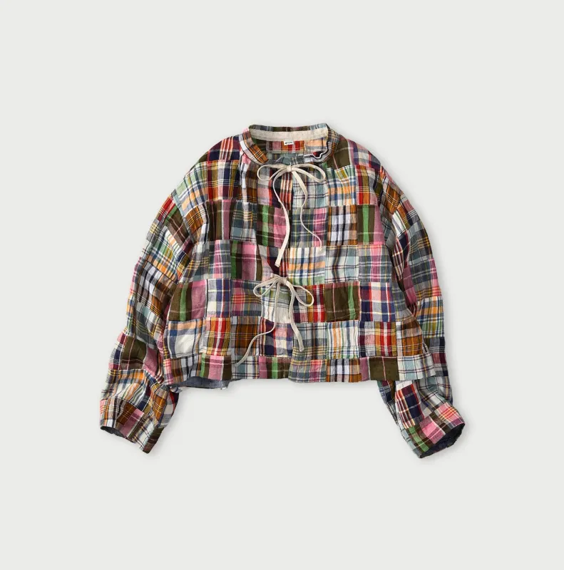 Linen Patchwork Military Smock Blouse made by 45r