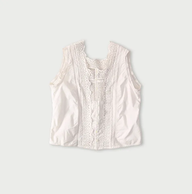 Supima Organic Batiste Cutwork Sleeveless Top made by 45r
