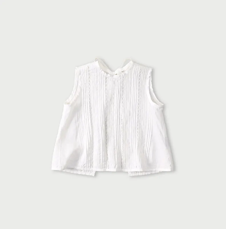 Linen Pintuck Lace Sleeveless Top made by 45r