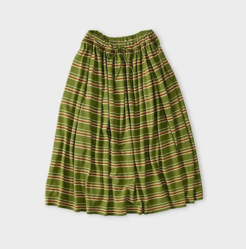 Cotton Pique Stripe Gathered Skirt made by 45r