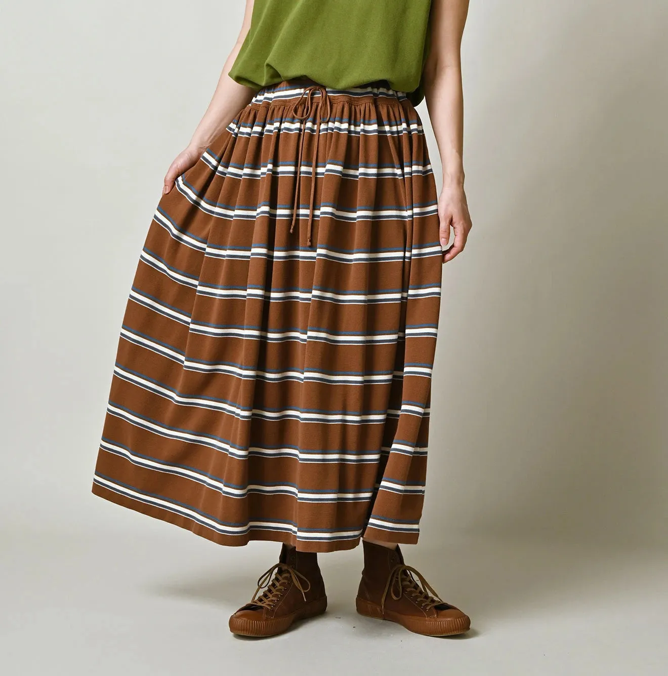 Cotton Pique Stripe Gathered Skirt sold by 45r product image thumbnail 4