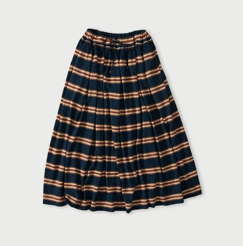 Indigo Cotton Pique Stripe Gathered Skirt made by 45r