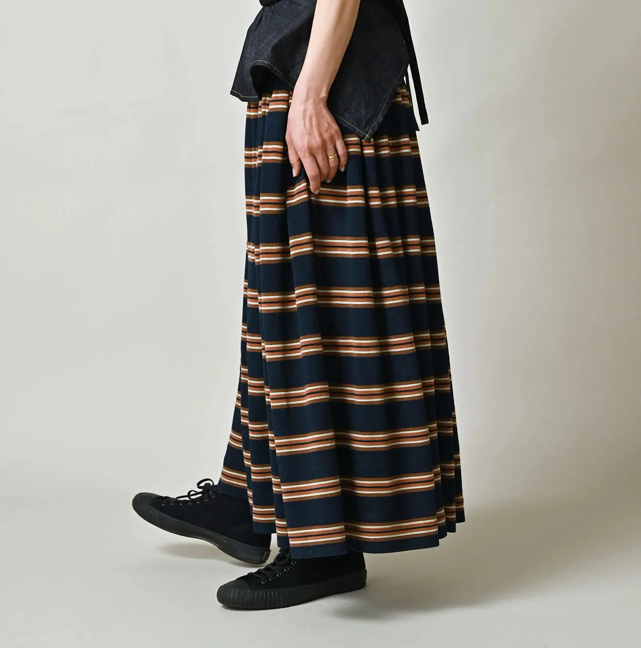 Indigo Cotton Pique Stripe Gathered Skirt sold by 45r product image thumbnail 4