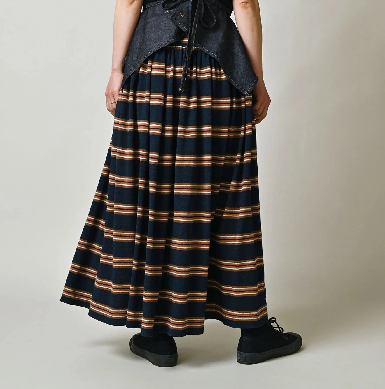 Indigo Cotton Pique Stripe Gathered Skirt sold by 45r product image thumbnail 5